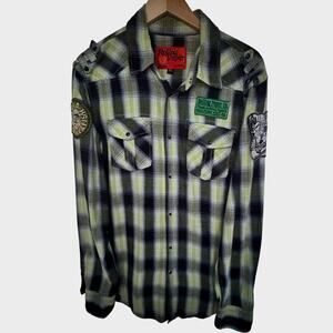 Rolling Paper Co Plaid Snap Shirt Mens XXL